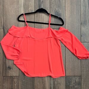 1. State Off-Shoulder Coral Blouse